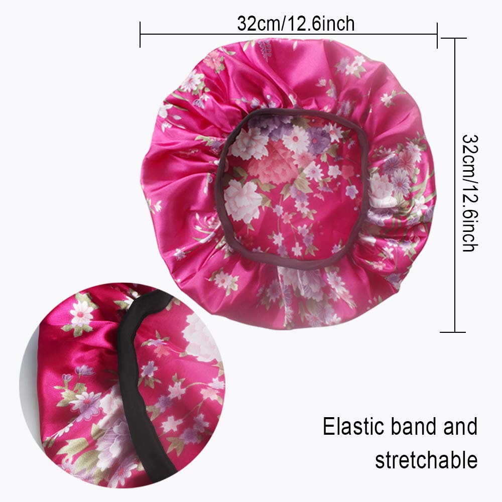 Aniann 4 Pack Soft Satin Sleeping Cap Wide Band Salon Bonnet Silk Night Sleep Hat Hair Loss Cap For Women, 4 Styles