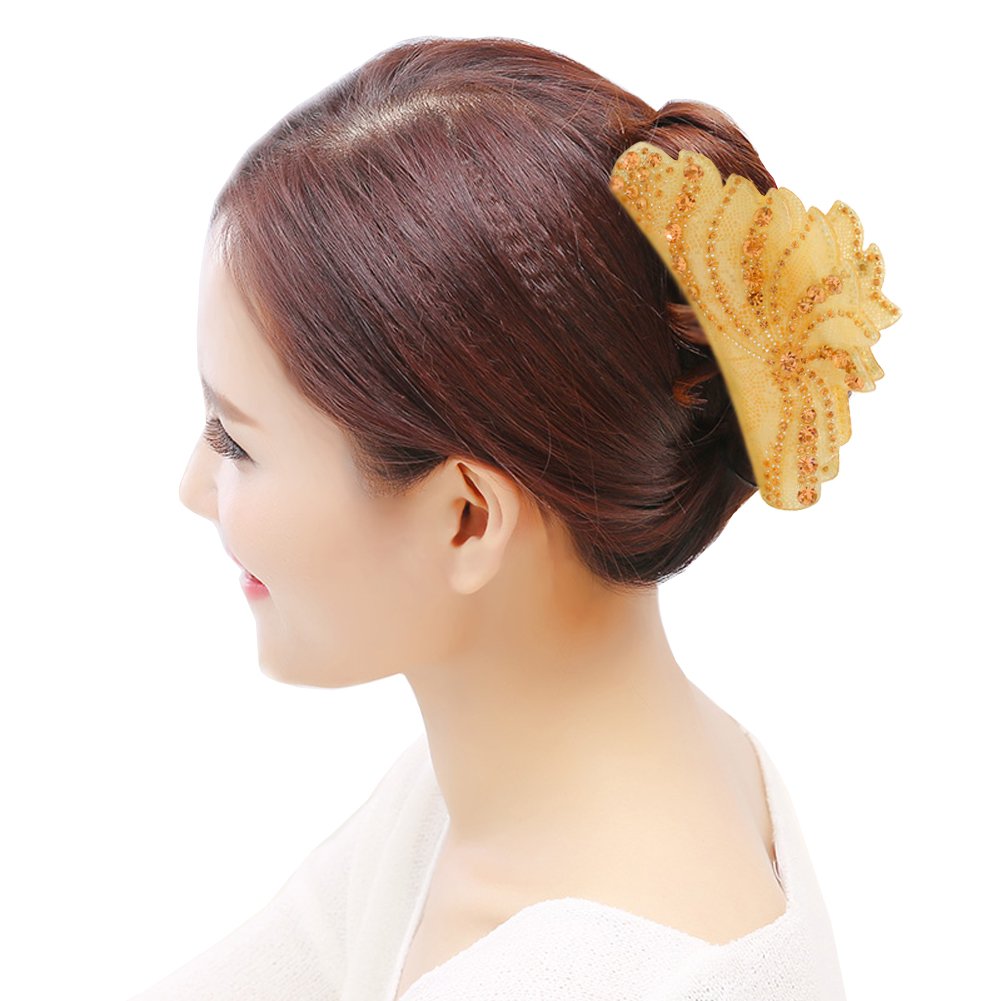 Fashion & Lifestyle 5-inch Hair Claw Jaw Clip for Women and Girls, X-Large - Pretty Strong Clamp Non-Slip Barrette Hair Updo Grip Bath Accessories for Thick Hair, Champagne Gold