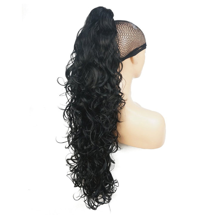 Lydell 30 Long Curly Styled Clip In Claw Ponytail Hair Extension Synthetic Hairpiece 280g with a jaw/claw clip (Black)