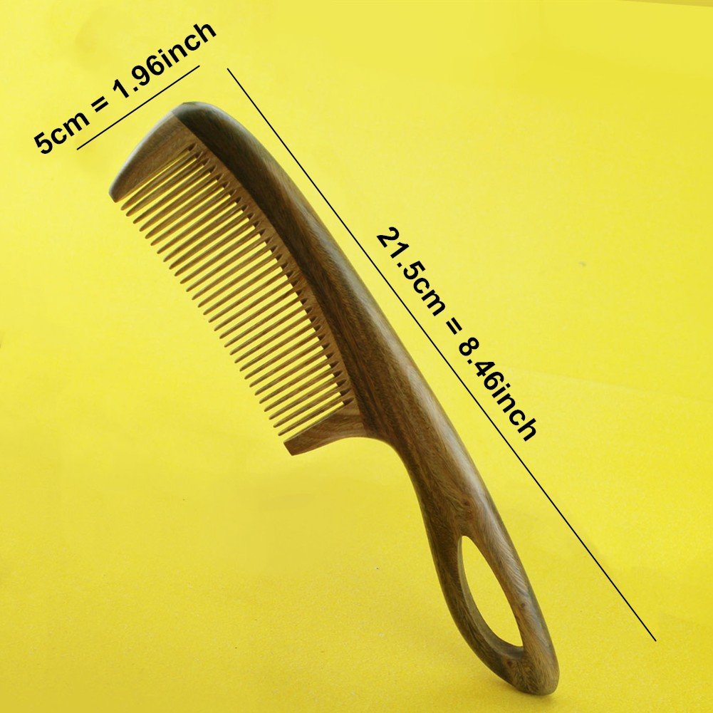 Aguder Green Sandalwood Hair Combs Gift Set 2pcs No Static Detangling Natural Aroma Handmade Wooden Comb Wide and Fine Tooth