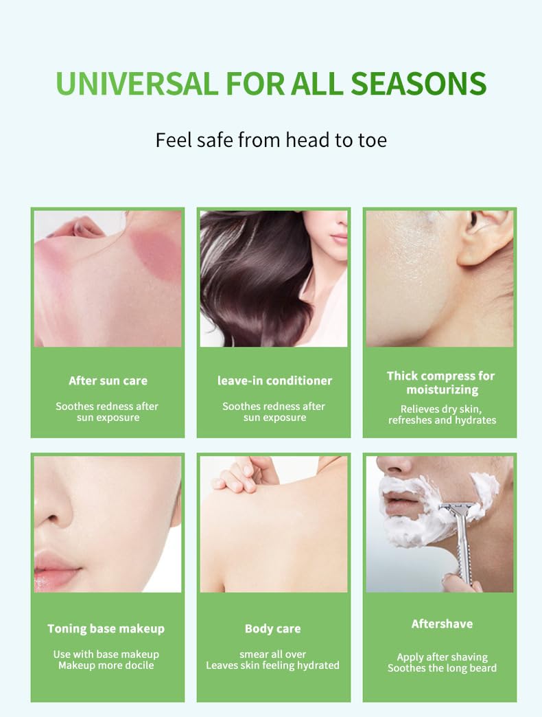 kisskin Organic Aloe Vera Gel, 100% Pure Soothing Moisturizer And Hydrating Gel, Fast Absorbing, Unscented,For Face, Body, Hair And Skin, No Alcohol And Unscented 10.5oz