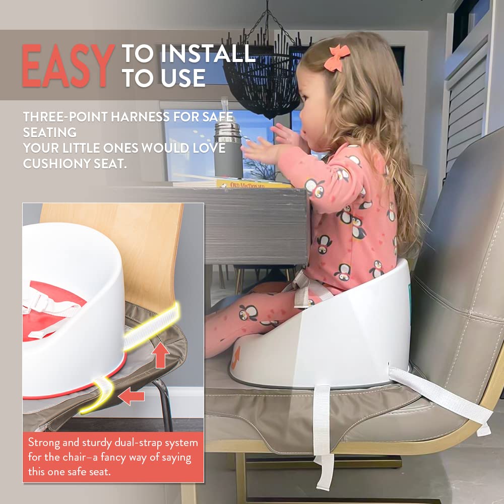 Prince Lionheart Squish Booster Seat, Fuchsia, 3-Point Harness and Dual-Strap System, Easy to Wipe Clean, and Lightweight