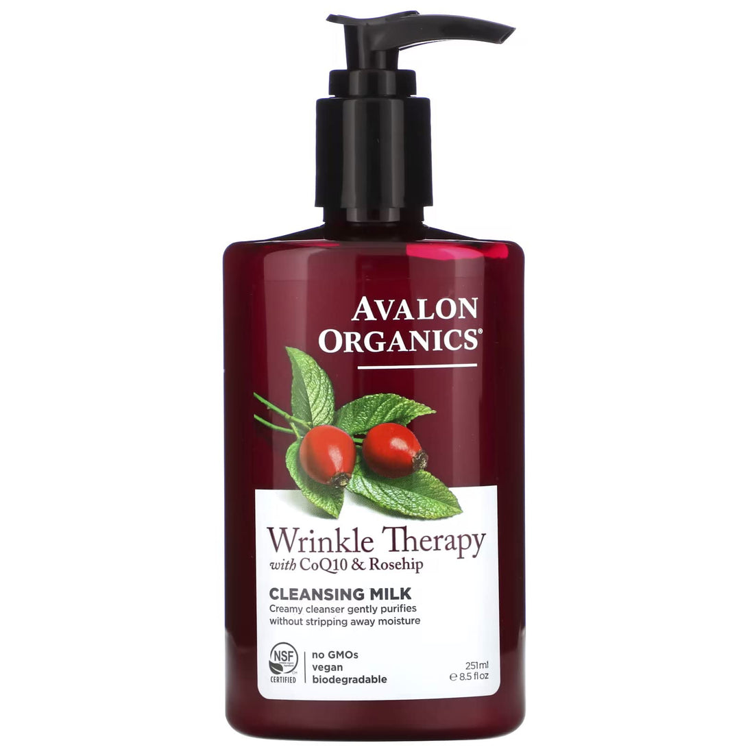 Avalon Organics Wrinkle Therapy Coq10 Cleansing Milk, 8.50 Oz (Pack Of 2)