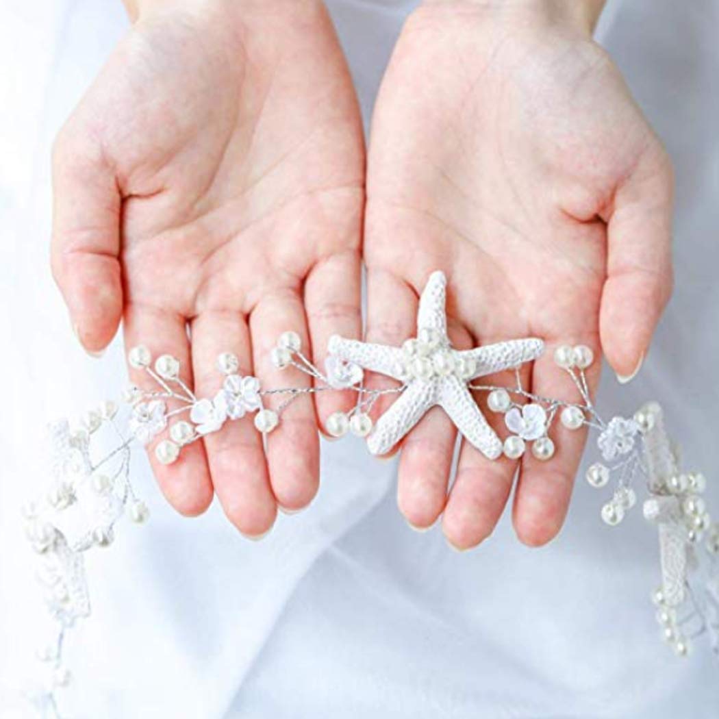 Unicra Wedding Starfish Headpiece Bridal Wedding Hair Vine Hair Accessories for Brides and Bridesmaids (23.6 Inches) (Gold)