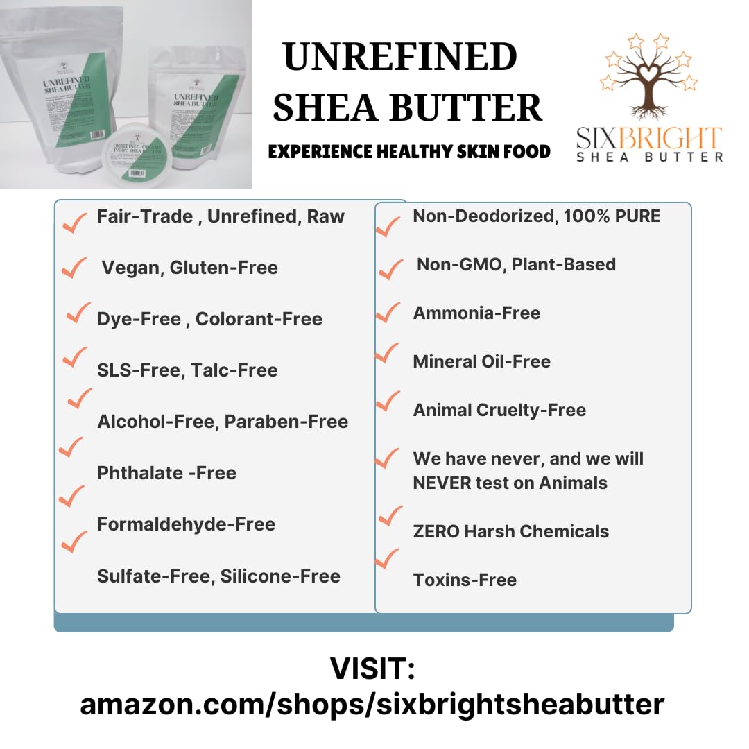 Sixbright Shea Butter Unrefined Raw African Natural Shea Butter-8 oz, Ivory