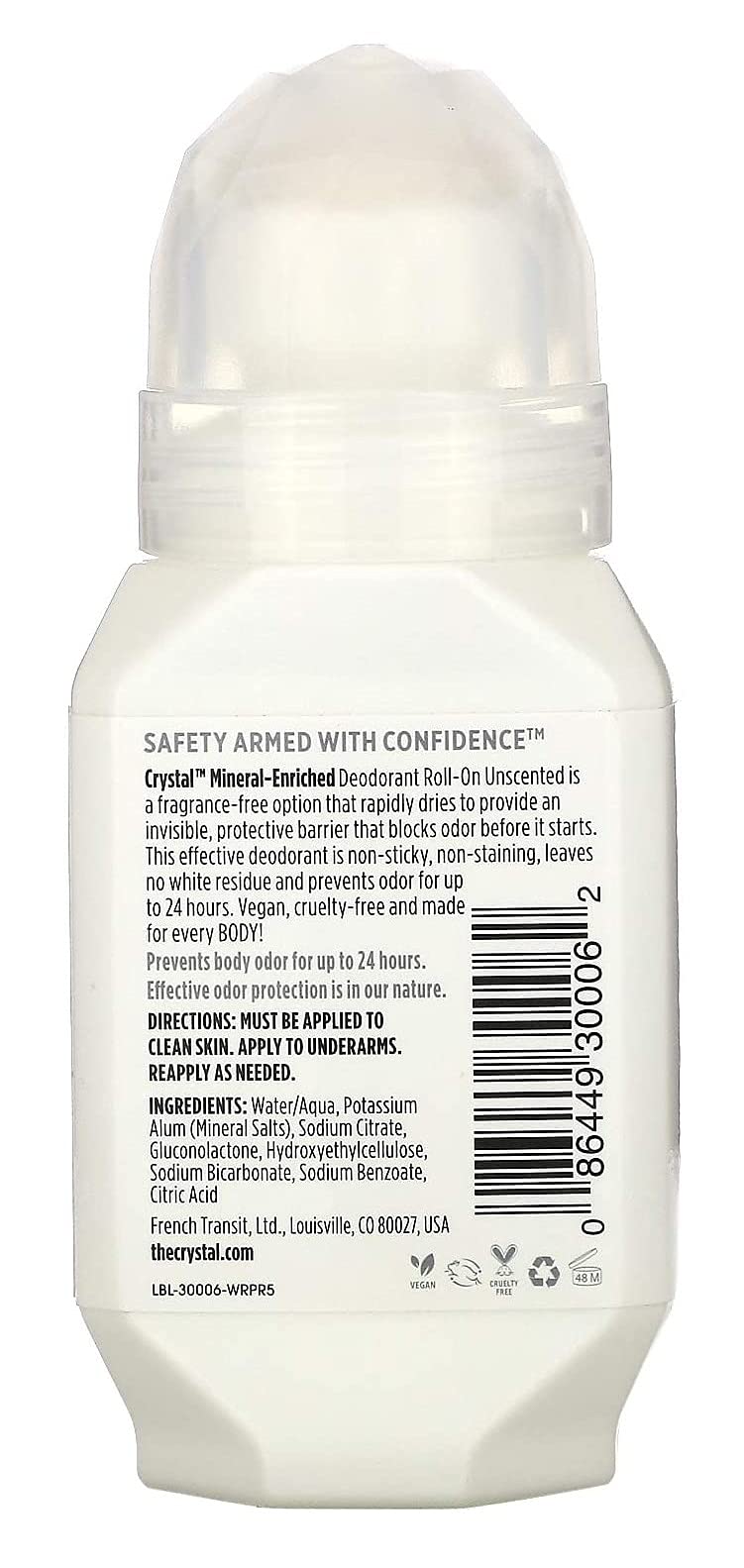 Crystal Body Roll-On Deodorant, 2.25 Ounce -- 6 per case