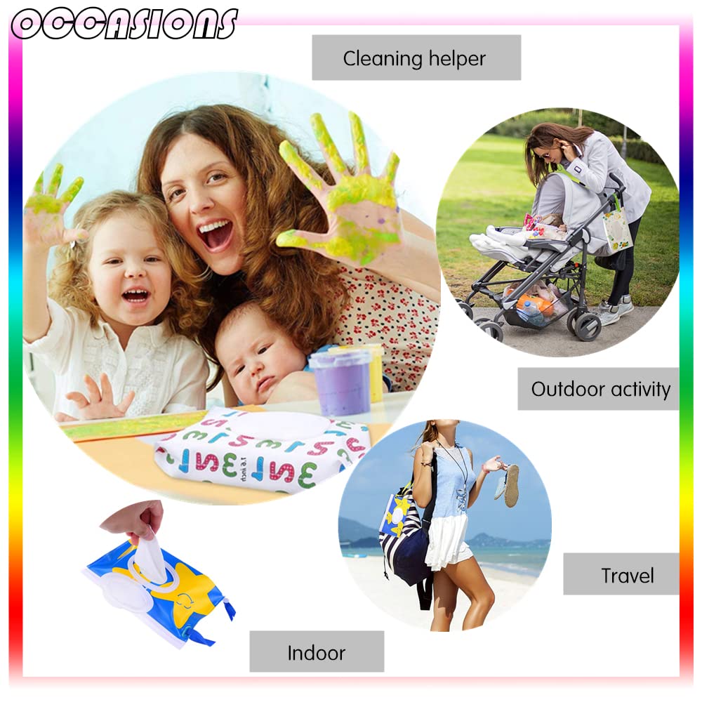 Portable Pouch Bags Set, 2 Pack Wet Wipe Holder Container, Reusable and Refillable Personal Travel Wet Wipes Dispenser Cases