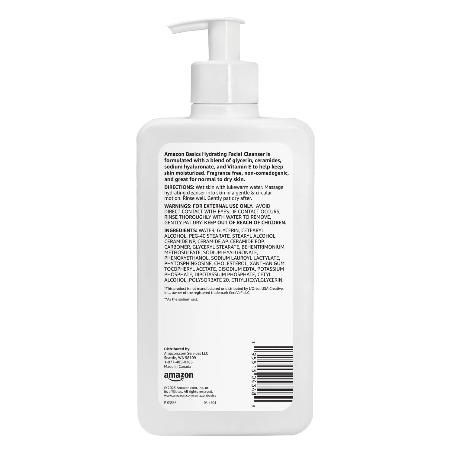 Amazon Basics Hydrating Facial Cleanser, 12 Fl Oz, Pack of 1