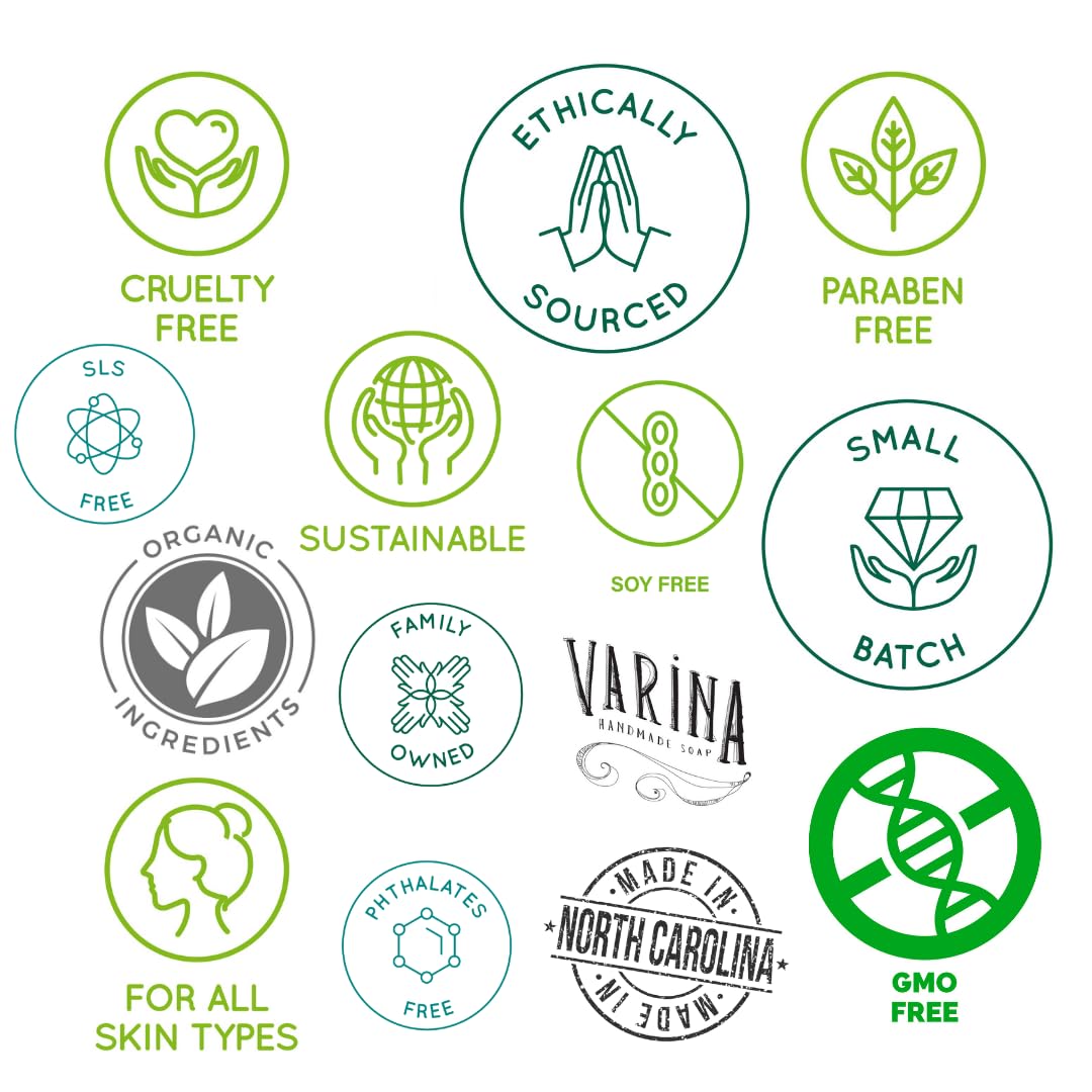 Varina Organic Super Shea Bar Soap - Gentle Cleansing for Sensitive Skin, Unscented - 3 Pack