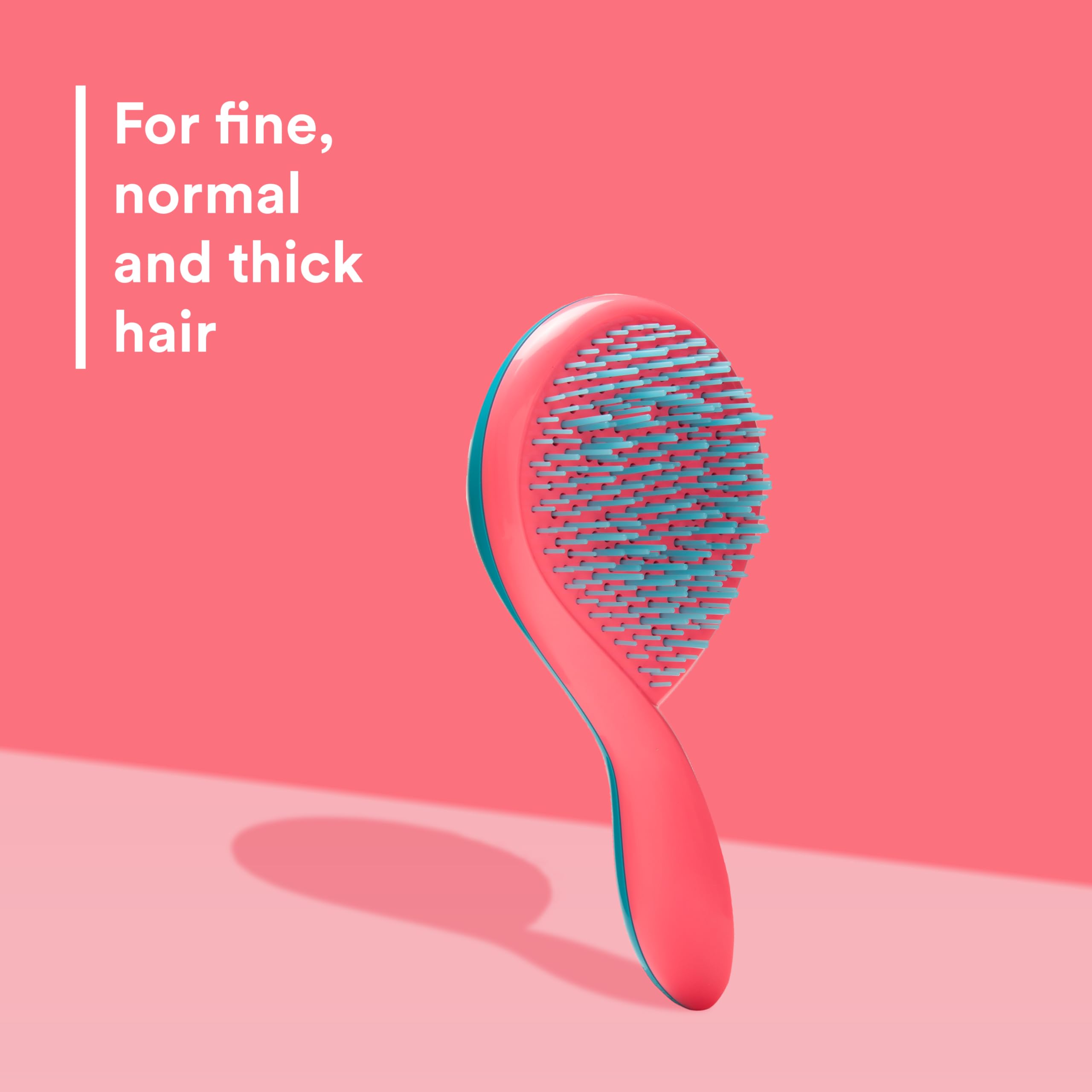 Michel Mercier The Girlie Detangle Brush - Painless Detangling Brush - Easy Grip Hair Brush Design - Thick and Curly Hair - Turquoise-Pink - 1 pc