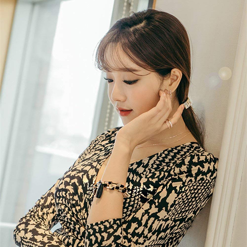 Casualfashion 2Pcs Designer Fashion Elastic Rhinestone Hairtie Ponytail Holder Headband Hair Ties Accessories for Women Girls Hair Band