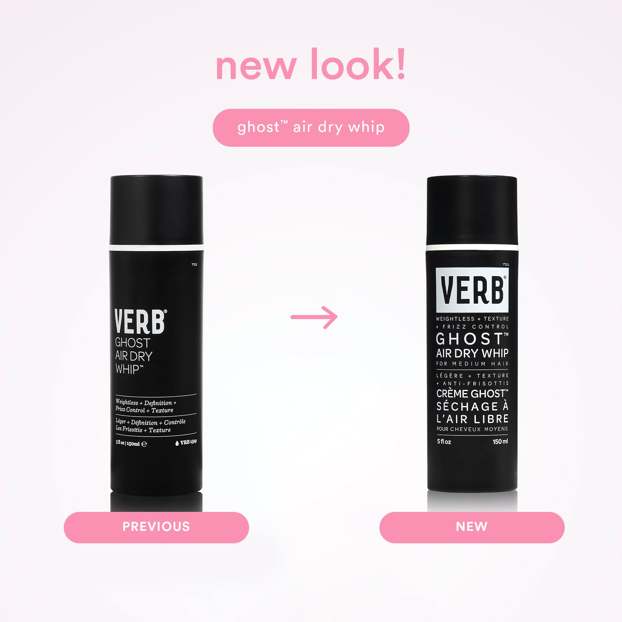 VERB Ghost Air Dry Whip, 5 oz - Weightless Styling Cream - Infused with Moringa Oil - Anti-Frizz + Provides Hydration- Vegan, No Parabens or Harmful Sulfates