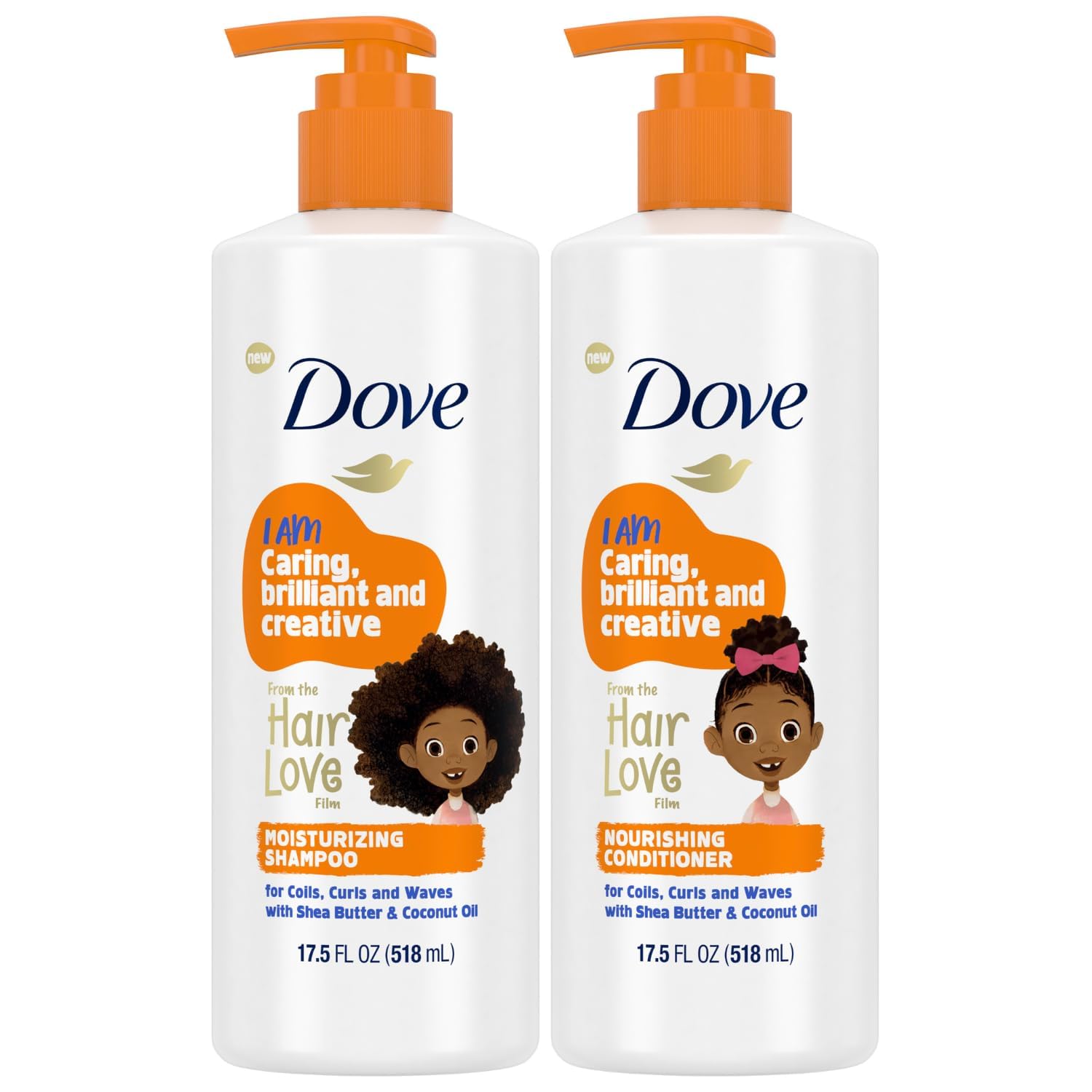 Dove Shampoo and Conditioner Set - Love Collection, Curly , Kids, Wavy Hair Products 17.5 Oz (2 Piece Set)