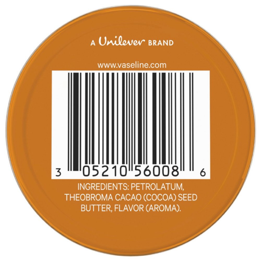 Vaseline Lip Therapy Cocoa Butter Lip Balm Tin 0.6 Oz, 1 Count, White