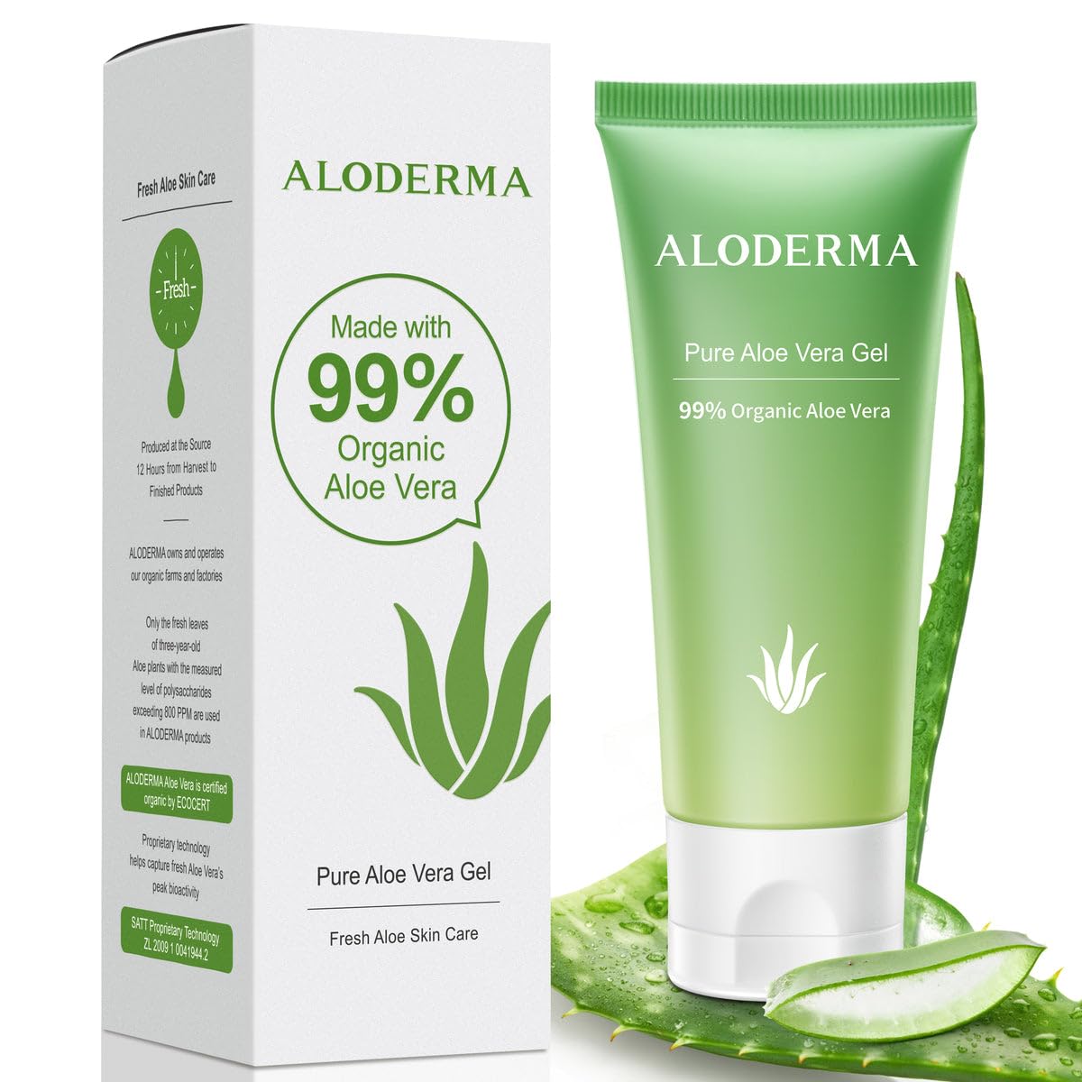 Aloderma Pure Aloe Vera Gel - Soothes and Hydrates Dry, Itchy, or Irritated Skin; great for Acne, Dandruff, Sunburn, Rashes (4 oz)
