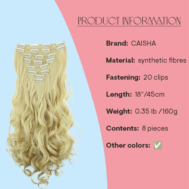 Prettyshop Clip in Extensions 24 (60Cm) Platinum Blonde #T1025 Ces27-1: Prettyshop Xxl Full Head Set 8 Pcs 24 Clip In Hair Extensions Hairpiece Wavy Heat-Resisting Platinum Blonde #T1025 C