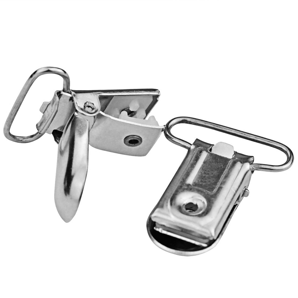 50pcs 1 Pacifier Suspender Clips, Marrywindix Pacifier Clips for Making Pacifier Holders Bib Clips Toy Holder Silver