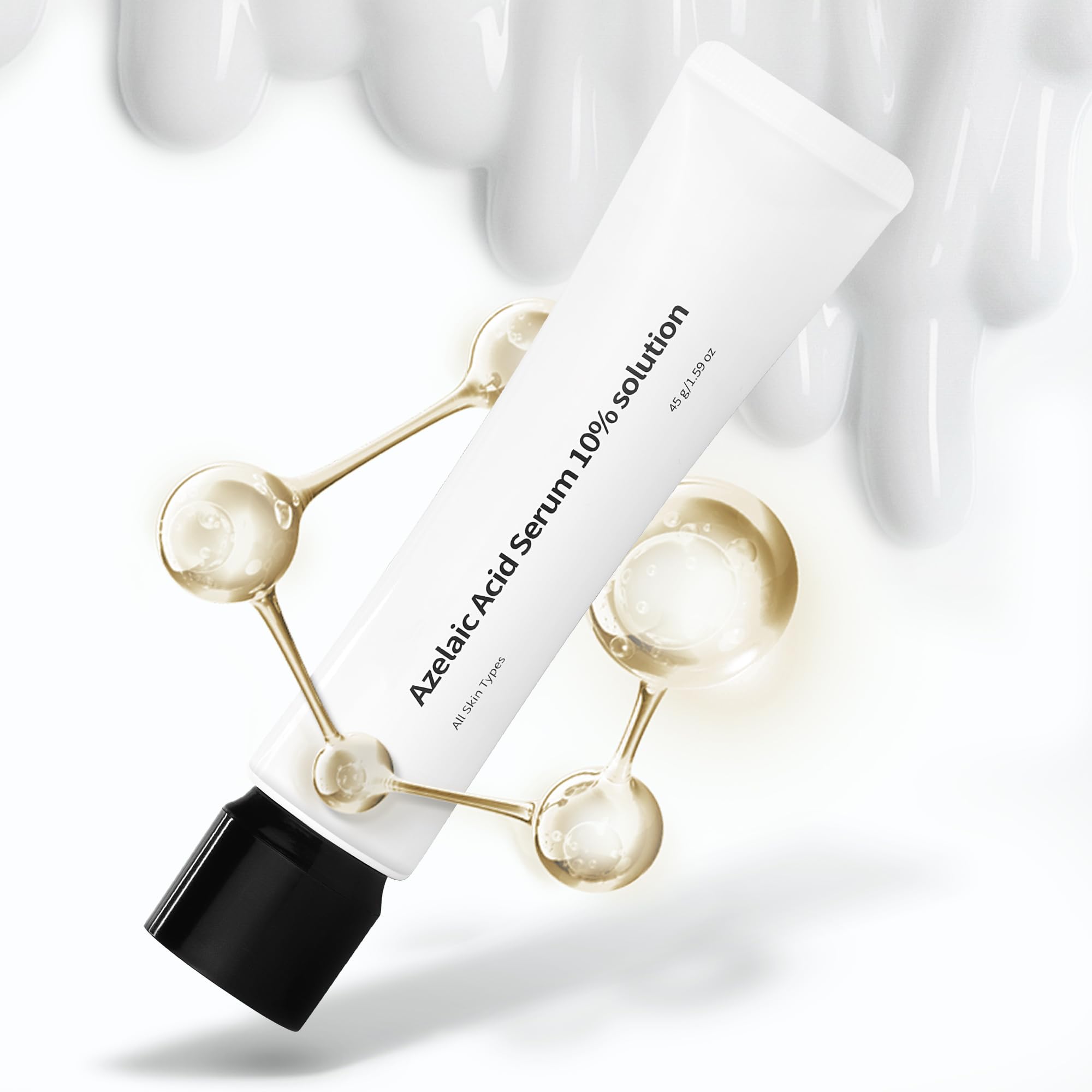 Azelaic Acid Serum Cream 10% Cystic Acne, Rosacea Treatment, Redness Relief, Hormonal Acne, Blemishes, Post-blemish Mark, Pore Refining, Sensitive Friendly Face & Back 1.59Oz