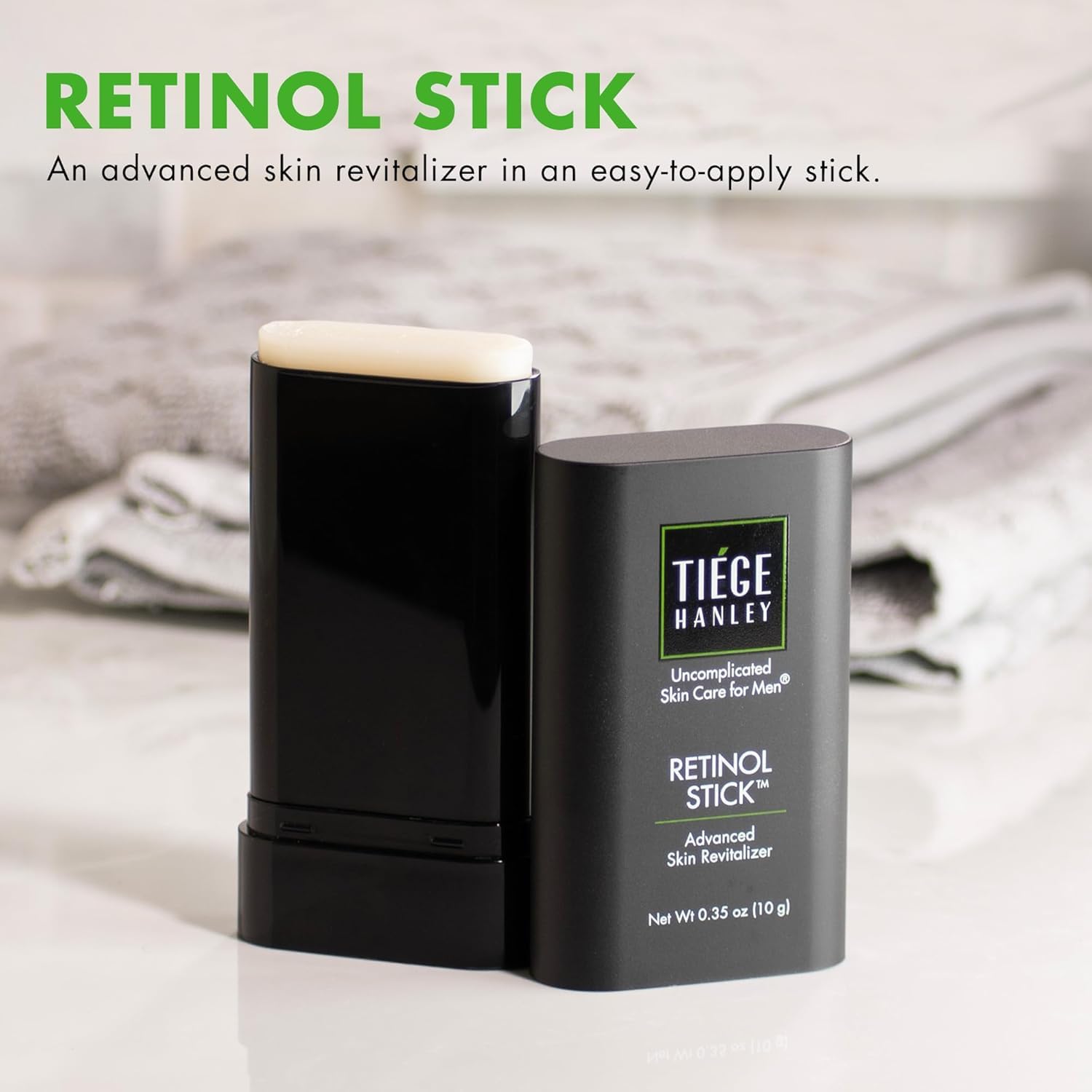 Tiege Hanley Retinol Stick for Men - Anti-Aging Retinol Stick with Hyaluronic Acid & Niacinamide for Fine Lines, Dark Circles, & Wrinkles - Firms Skin & Improves Collagen Production