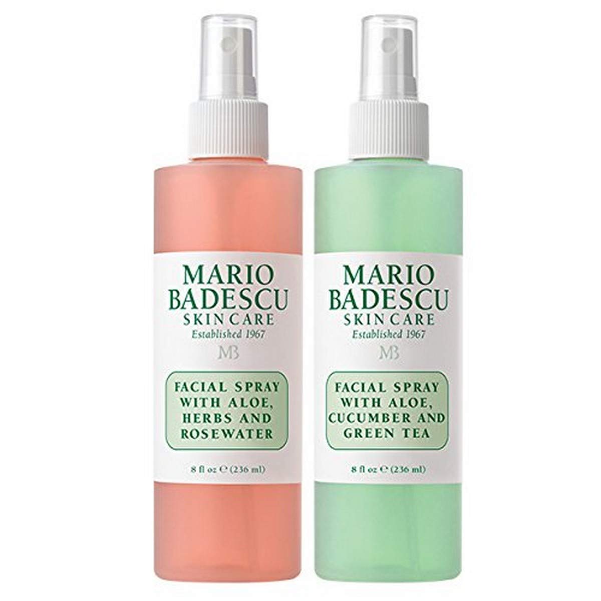 Mario Badescu Facial Spray with Rosewater & Facial Spray with Green Tea Duo, 8 oz.