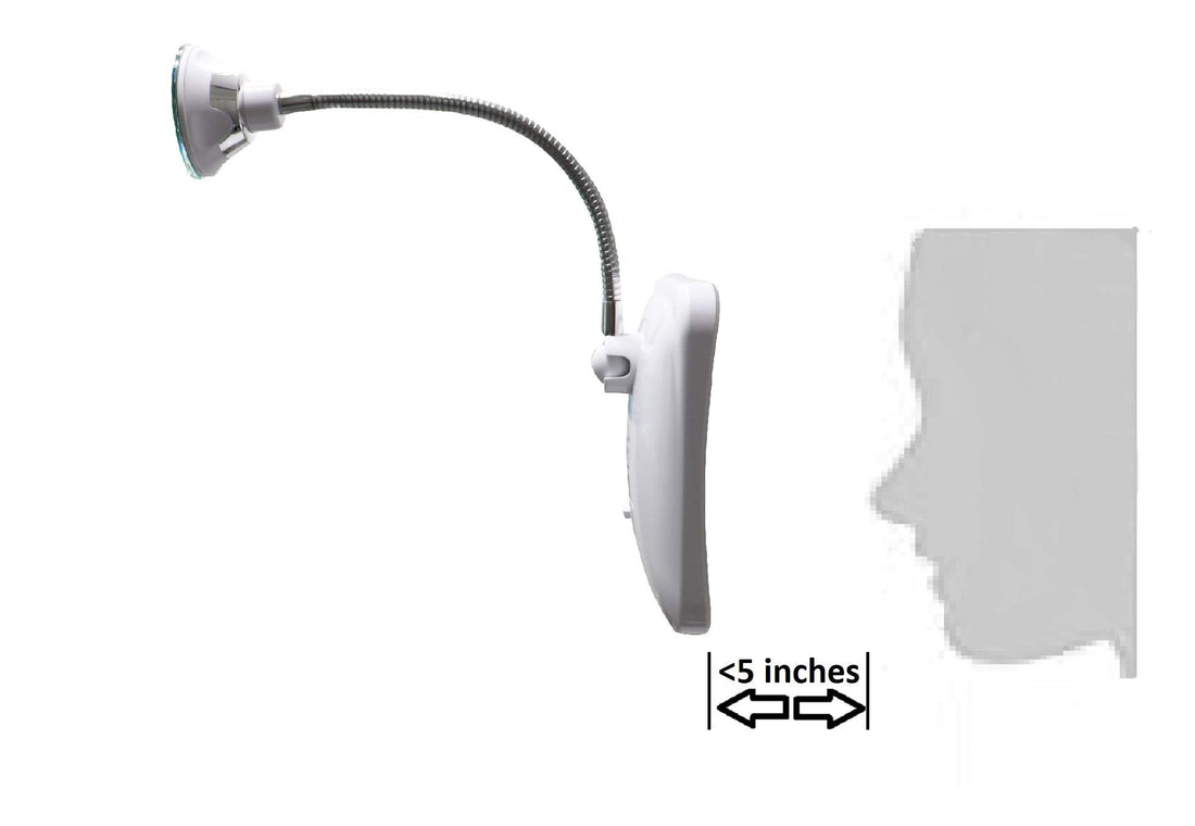 JiBen Square Flexible Gooseneck LED Lighted 10X Magnifying Makeup Mirror, Power Locking Suction Cup, Bright Diffused Light, 360 Degree Swivel, Portable Cordless Travel and Home Bathroom Vanity Mirror