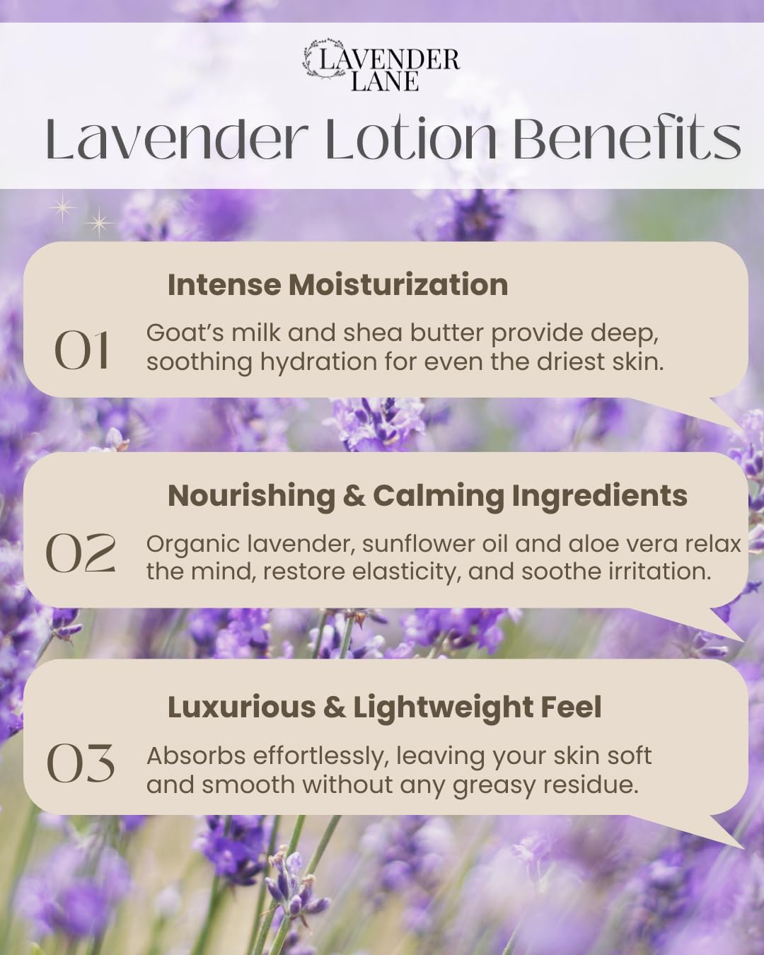 LAVENDER LANE Lavender Goat's Milk Hand & Body Lotion, 9 oz - USA Lavender Farm, Free Sachet Included, Organic Shea Butter, Organic Sunflower Oil.