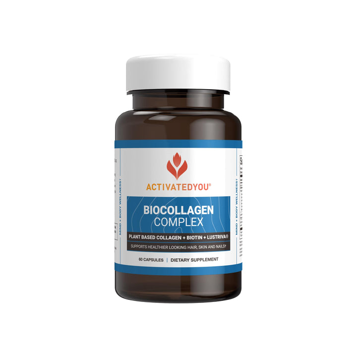 ACTIVATEDYOU Bio Collagen Complex - Plant-Based Collagen with Highly Absorbable Biotin to Support Youthful Skin, Hair Health, Muscle Strength - Vegan Formula with Lustriva & Saw Palmetto (30 servings)