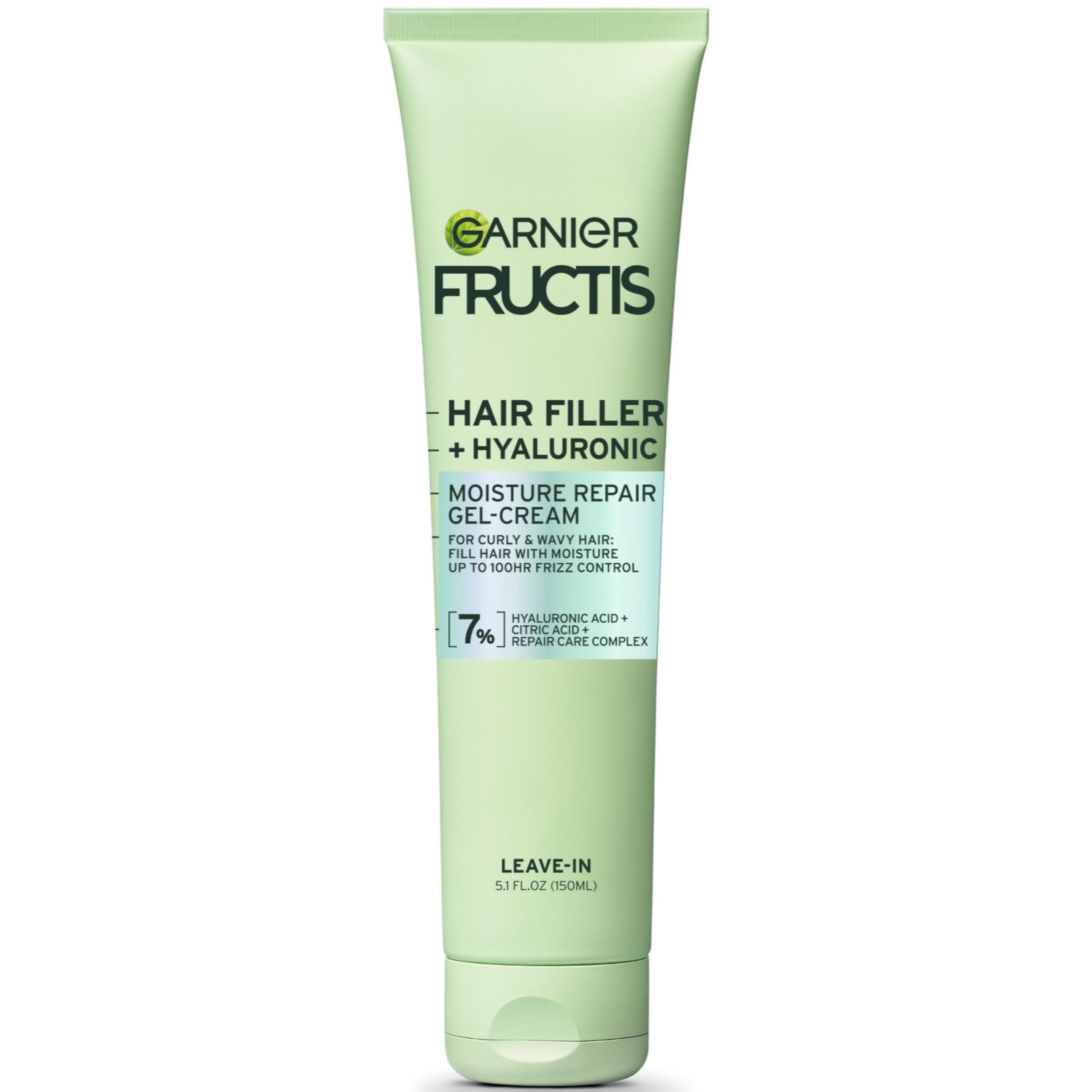 Garnier Fructis Hair Filler Moisture Repair Gel-Cream, Hair Gel for Curls and Waves with Hyaluronic Acid, 5.1 Fl Oz, 1 Count
