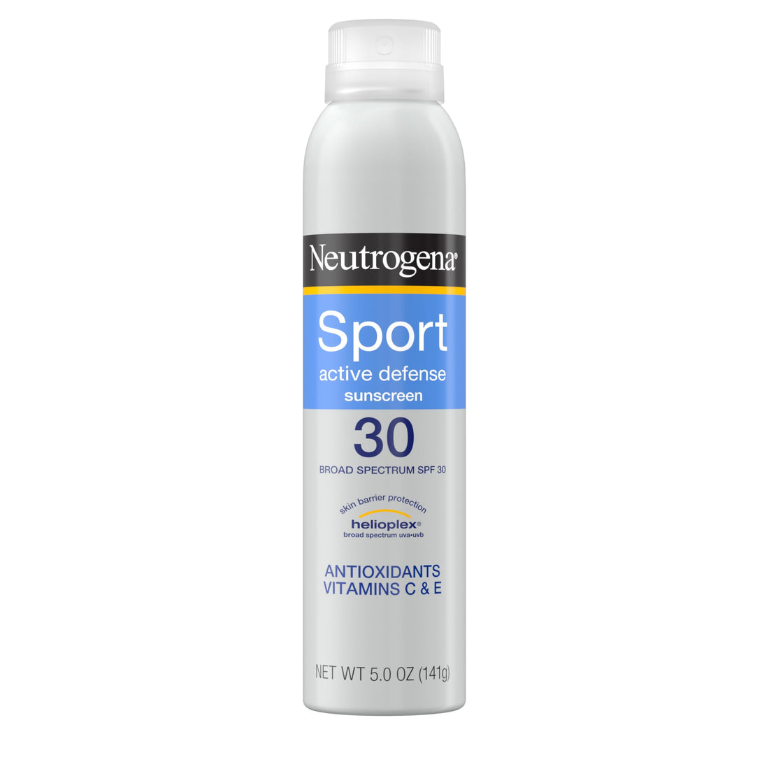 Neutrogena Sport Active Defense SPF 30 Sunscreen Spray, Sweat & Water Resistant Spray Sunscreen with Broad Spectrum UVA/UVB Sun Protection for Sunburn Prevention, Oxybenzone-Free, 5.0 oz
