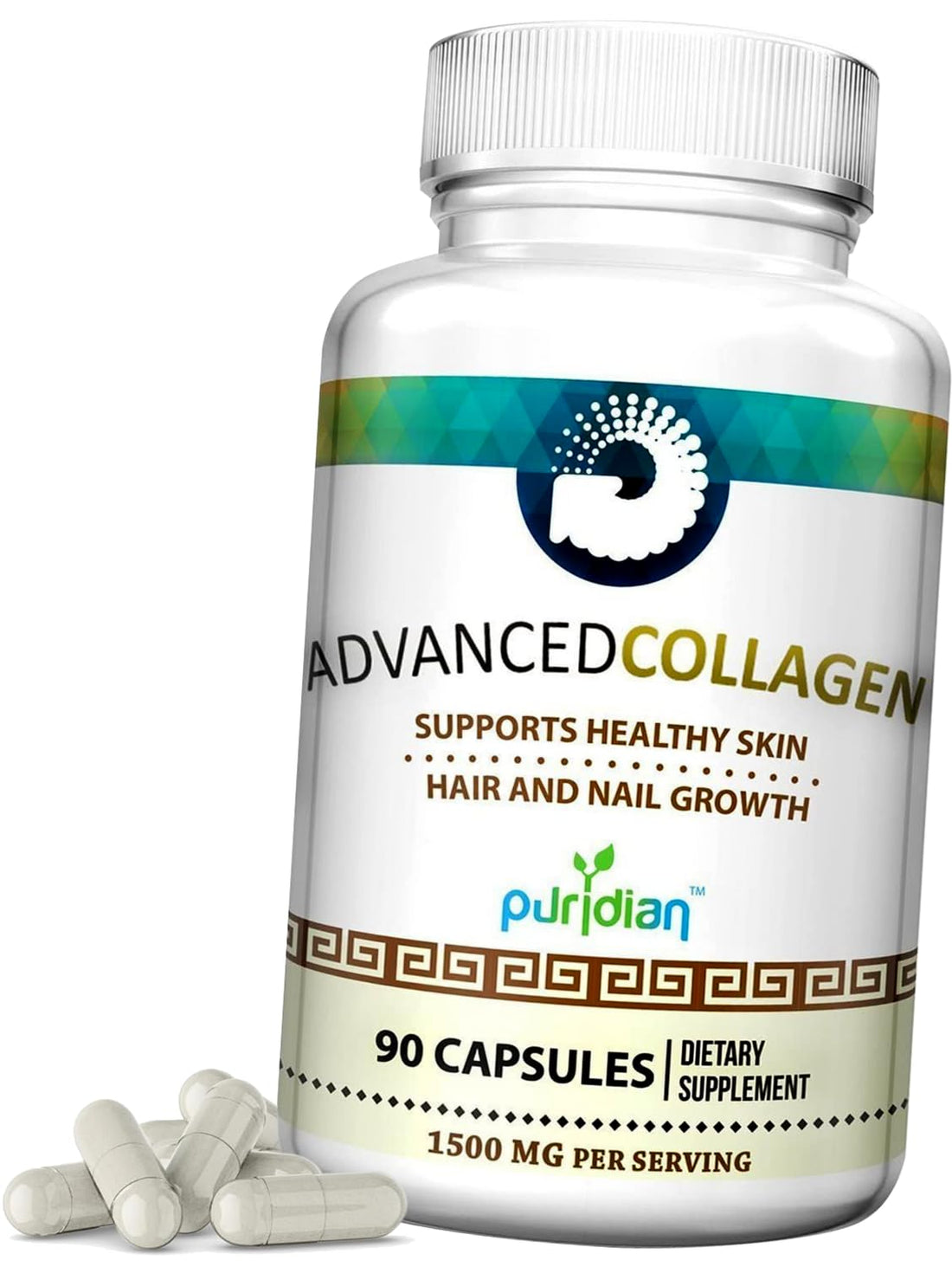 Colageno Hidrolizado para Mujer Pastillas Advanced Collagen+ para La Cara, Cabello, Uñas Y Piel Saludable - 90 Capsulas De 1500 mg De Colágeno Puro Y Natural