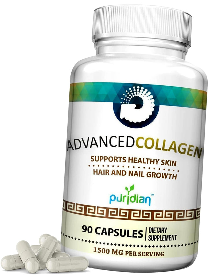 Colageno Hidrolizado para Mujer Pastillas Advanced Collagen+ para La Cara, Cabello, Uñas Y Piel Saludable - 90 Capsulas De 1500 mg De Colágeno Puro Y Natural