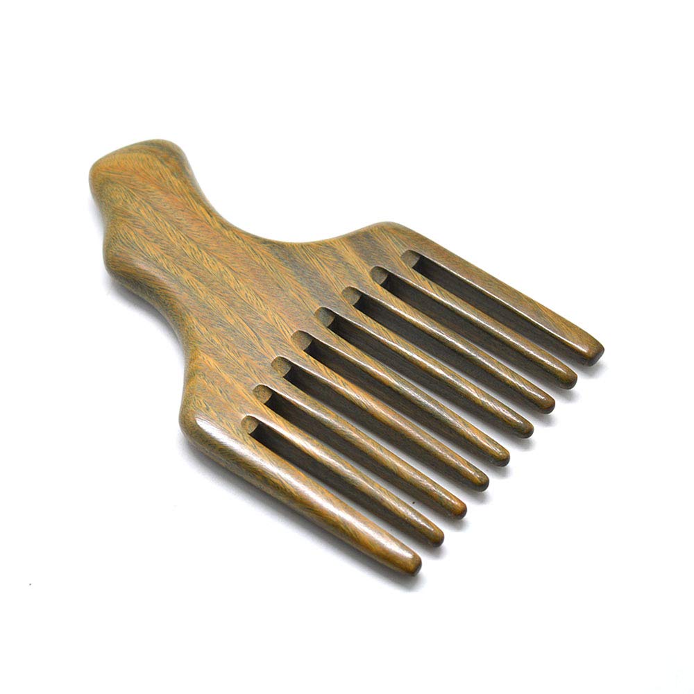 Xuanli Hair/Beard Pick/Wide Tooth Comb – Made Of One Whole Piece Of Natural Green Sandal Wood With Fantastic Handle (M049)