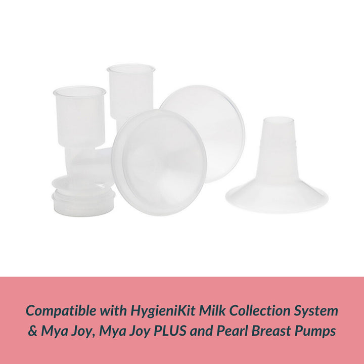 Ameda CustomFit Breast Flanges Medium/Large | Includes (2) 30.5mm Breast Pump Flanges & (2) 28.5mm Flange Inserts | Fits HygieniKit and MYA Joy, MYA Joy Plus & Pearl Breast Pumps | BPA and DEHP Free