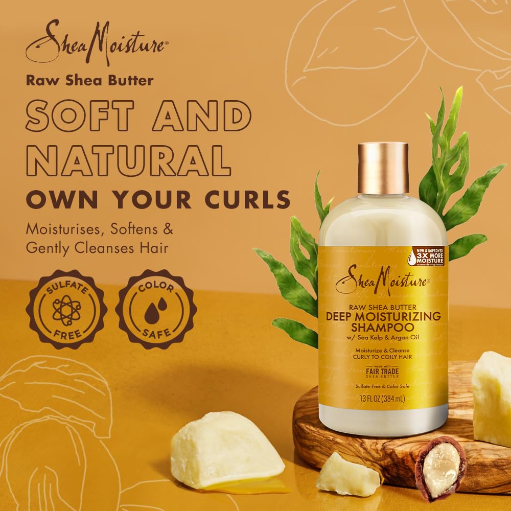 Shea Moisture Raw Shea Butter Deep Moisturizing Shampoo w/ Sea Kelp & Argan Oil, Pack of 1