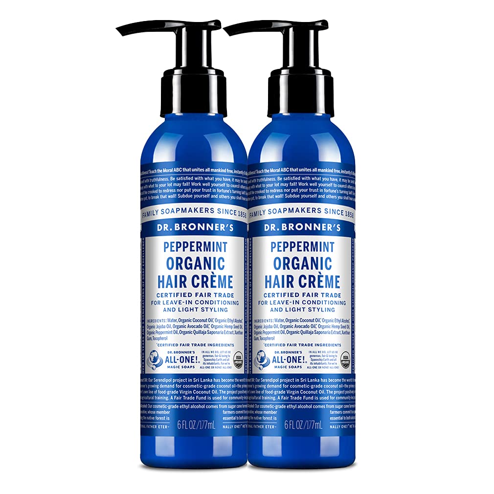 Dr. Bronner's Organic Hair Creme - Peppermint. 6 oz(2 Pack)