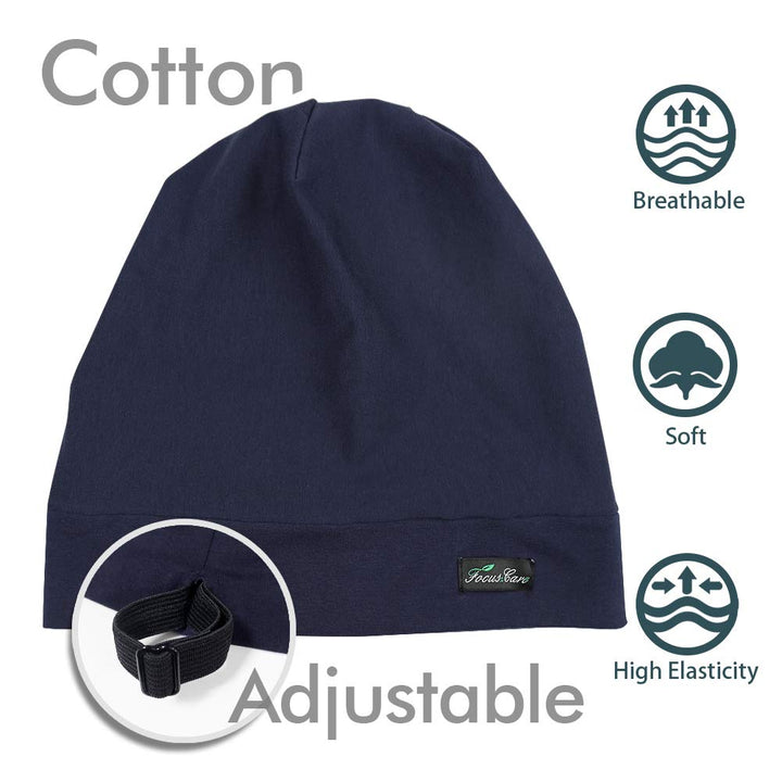FocusCare Adjustable Sleep Hats,Silk Satin Lining Protect Curly Hair Extra Large Navy