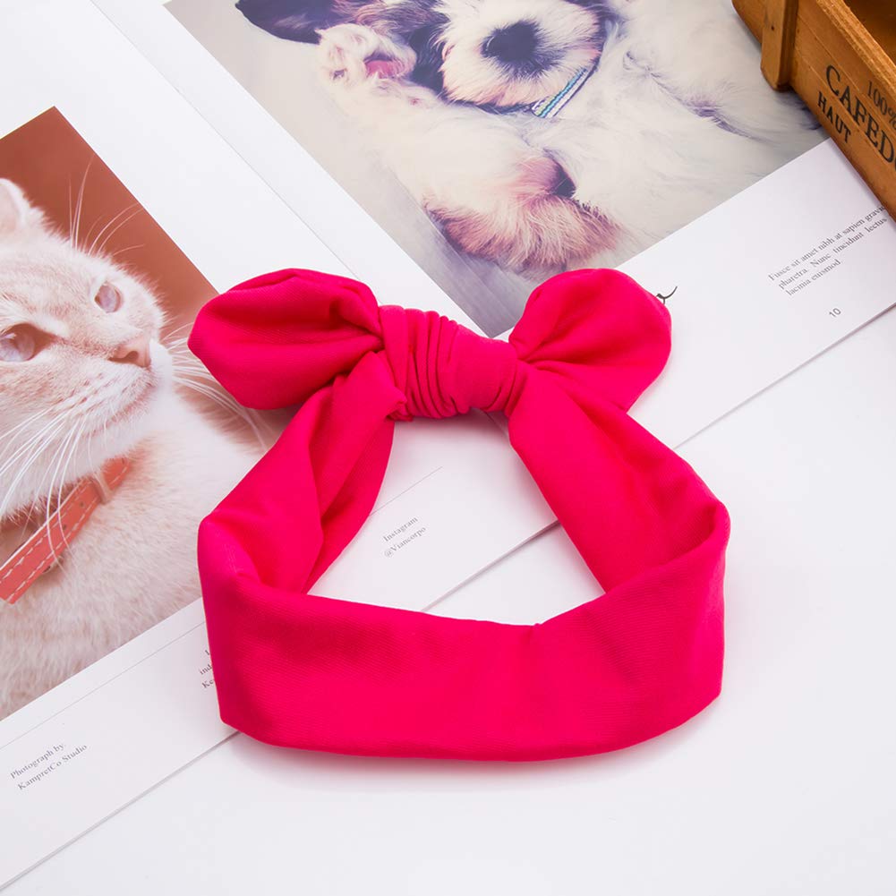 AKOAK 2 Pcs/Set Mother-daughter Matching Headband, Bow, Elastic Headband, Headband Accessories Family Headdress (Rose red)