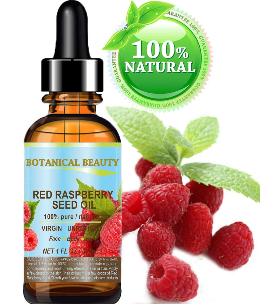 Botanical Beauty RED RASPBERRY SEED OIL 100% Pure Natural Virgin Unrefined Undiluted Cold Pressed Carrier Oil for Face, Skin, Hair, Body, Nails 1 Fl.oz.- 30 ml. Rich in Vitamin C, Vitamin E