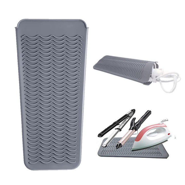 Heat Resistant Silicone Mat Pouch,Hair Styling Tools for Curling Irons, Flat Irons, Hair Straightener, 11.5 * 6 Inches, Food Grade Silicone, Grey