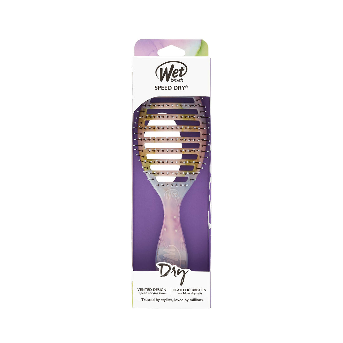 Wet Brush Speed Dry Hair Brush - Color Wash, Splatter - Vented Design and Ultra Soft HeatFlex Bristles Are Blow Dry Safe With Ergonomic Handle Manages Tangle and Uncontrollable Hair - Pain-Free