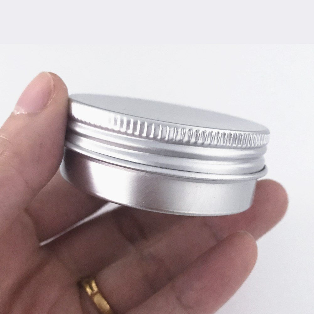 Aluminum Tin Jars, Cosmetic Sample Metal Tins Empty Container Bulk, Round Pot Screw Cap Lid, Small Ounce for Candle, Lip Balm, Salve, Make Up, Eye Shadow, Powder (12 Pack, 1 Oz/30ml)