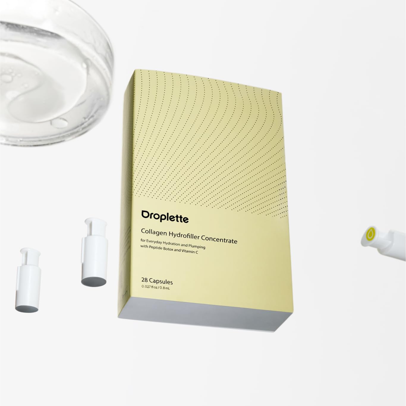 Droplette 2 Micro-Infuser Skin Care Applicator with Collagen Hydrofiller Starter Set | Beauty Products for Brightening & Skin Lifting Effect | Dove Grey Color - 28 Count