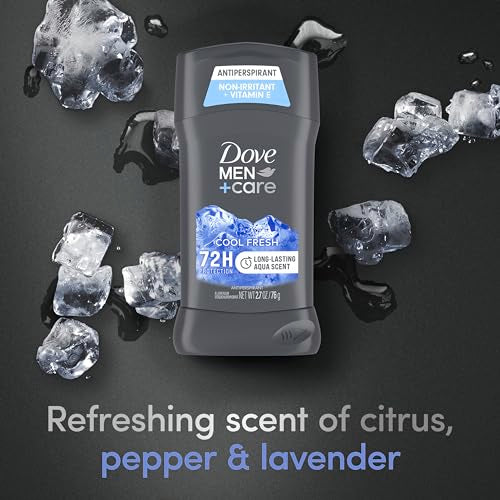 Dove Men+Care Antiperspirant Deodorant Cool Fresh 4 Count for a Long-Lasting Aqua Scent, with 72H Protection, 2.7 oz