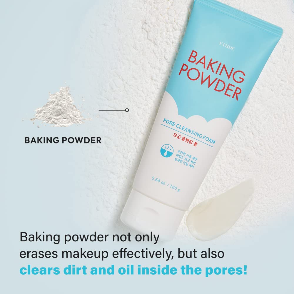 ETUDE Baking Powder Pore Cleansing Foam 5.4 fl.oz.(160ml) (21AD) | Multi-Deep Cleansing Foam to Remove Dead Cells, Impurities From Pores and Cleanse Away Makeup