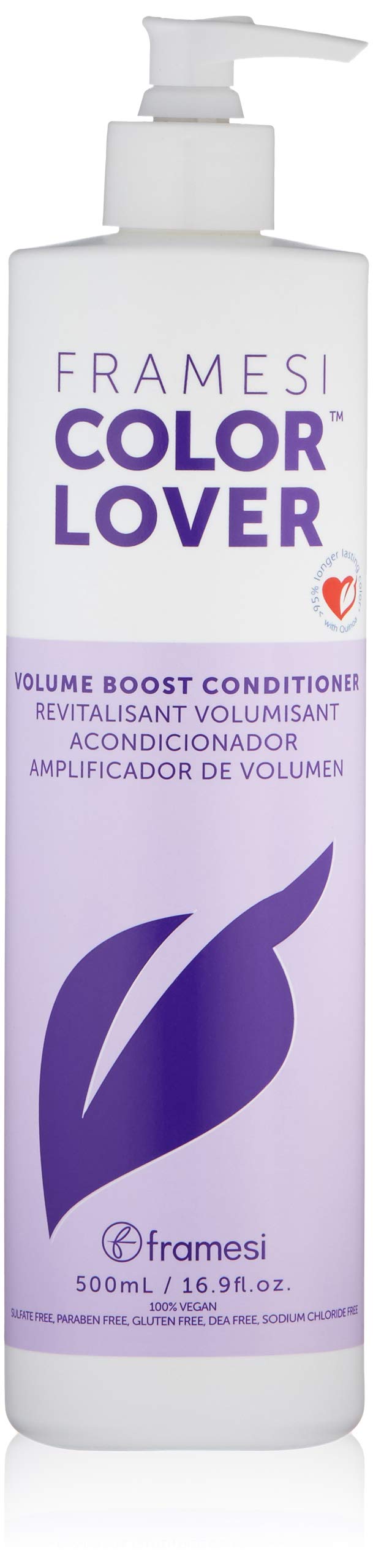 Framesi Color Lover Volume Boost Conditioner, 16.9 fl oz, Sulfate Free Volumizing Conditioner with Quinoa and Coconut Oil, Color Treated Hair
