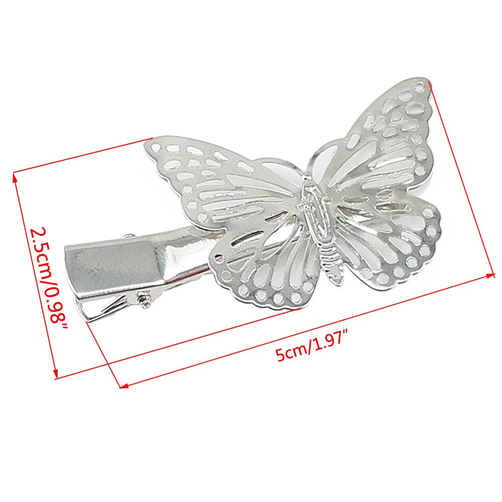Yueton 1 Pair Silver Butterfly Hair Clip Hair Accessories, Bride Headwear Hair Clips