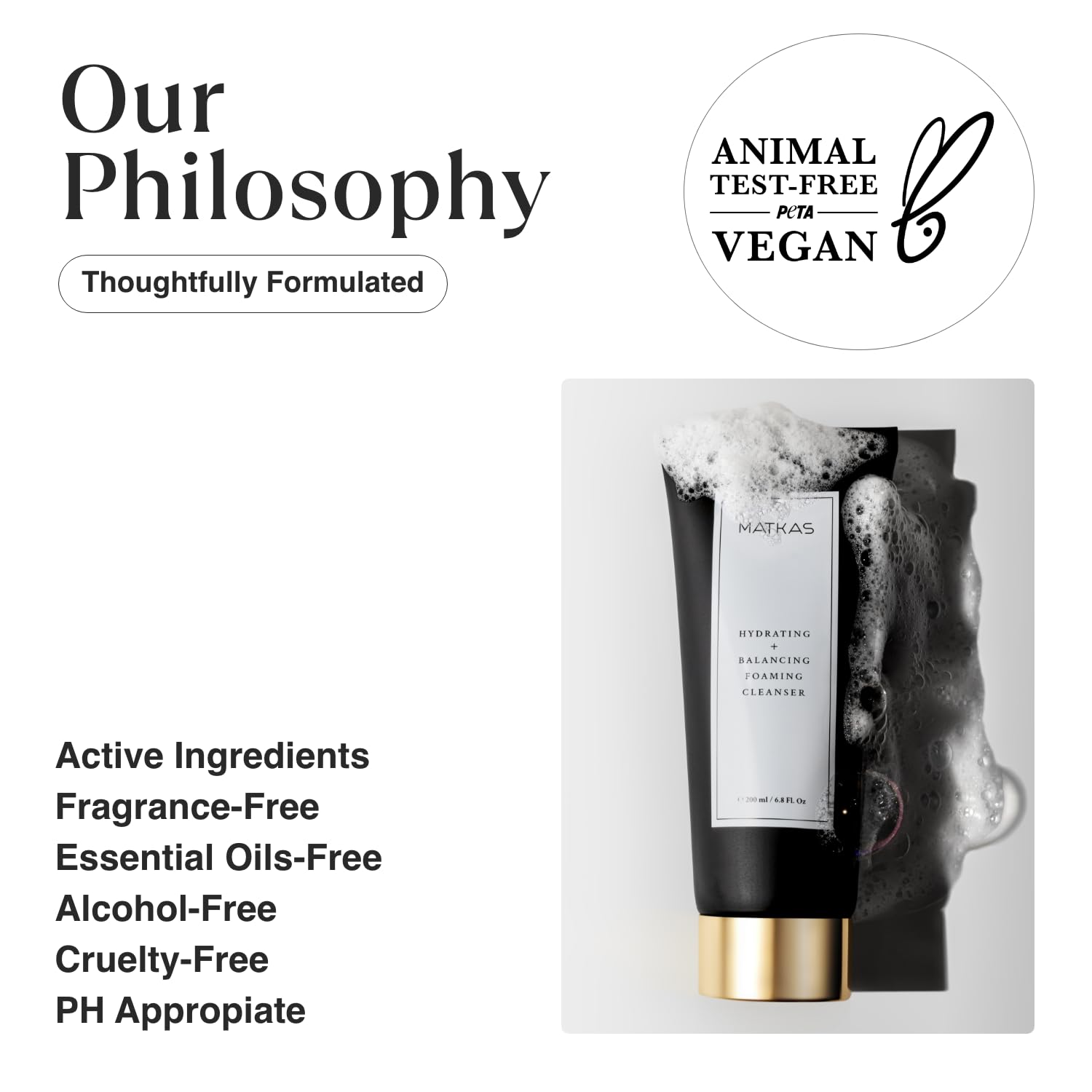 MATKAS Korean Facial Cleanser with Cocoa Seed Extract 6 Fl. Oz. - Hydrating Foaming Gel - 6 Ceramides, 6 Types of Hyaluronic Acid, Gentle Deep Cleansing Korean Face Wash, Moisturizing Face Cleanser