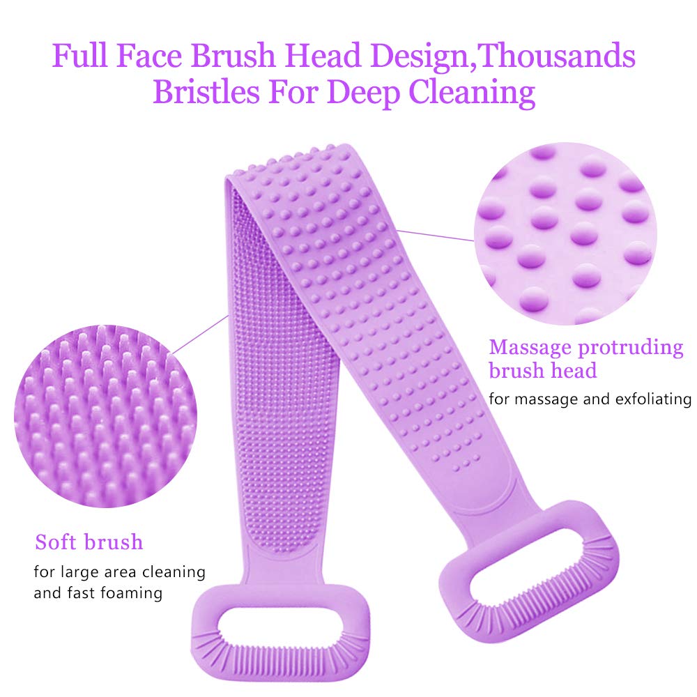 Back Scrubber for Shower,30inches and 35Ã‚½ inches Two Size for Choosing Inmorven Bath Body Brush Silicone Back Brush Extra Long Exfoliating Body Scrubber With Handle for Men and Women.(Purple)