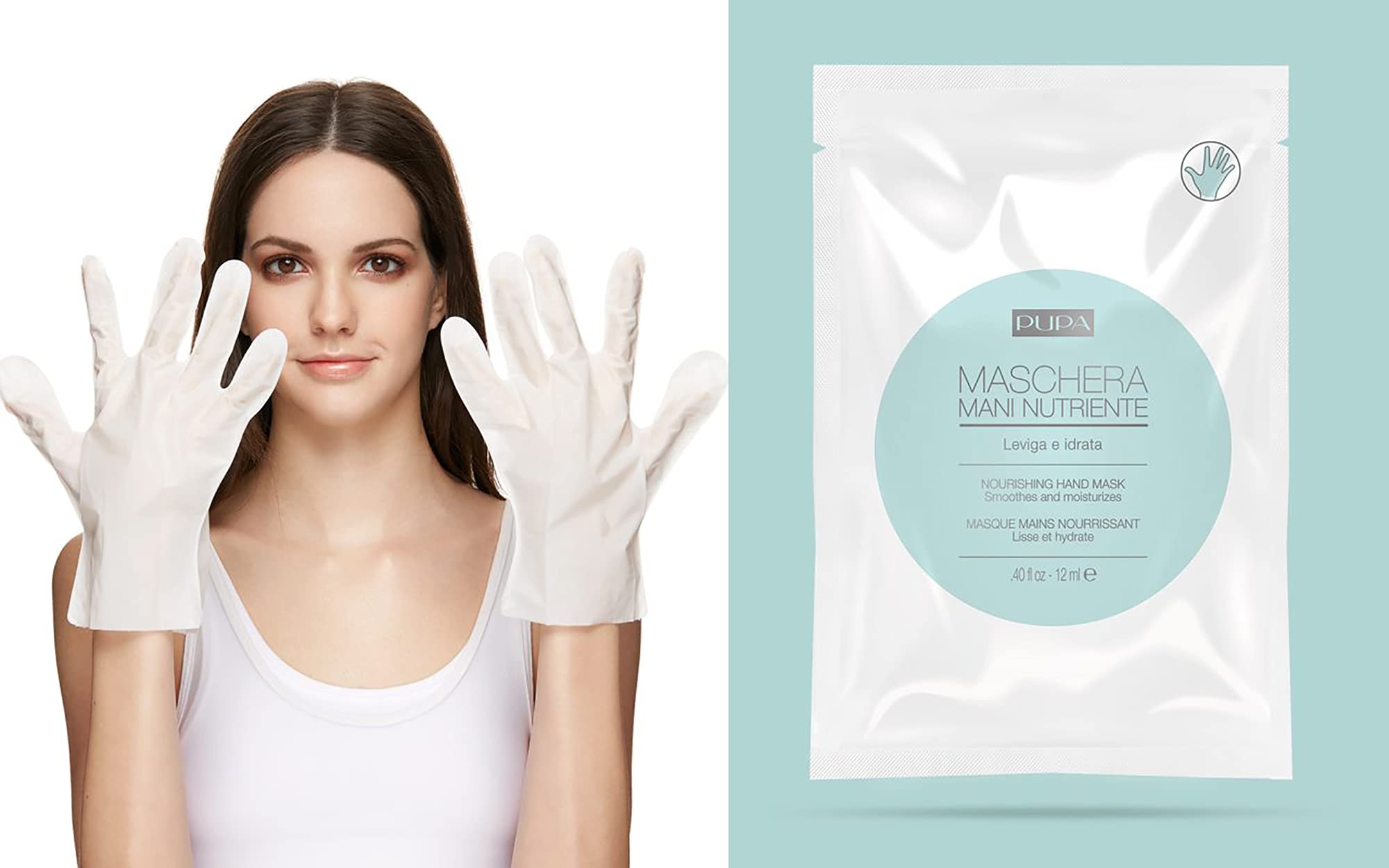 PUPA Milano Nourishing Hand Mask - Intensive Treatment - For Instant Results - Hydrates and Nourishes - Leaving Hands Soft and Velvety - 0.4 Oz