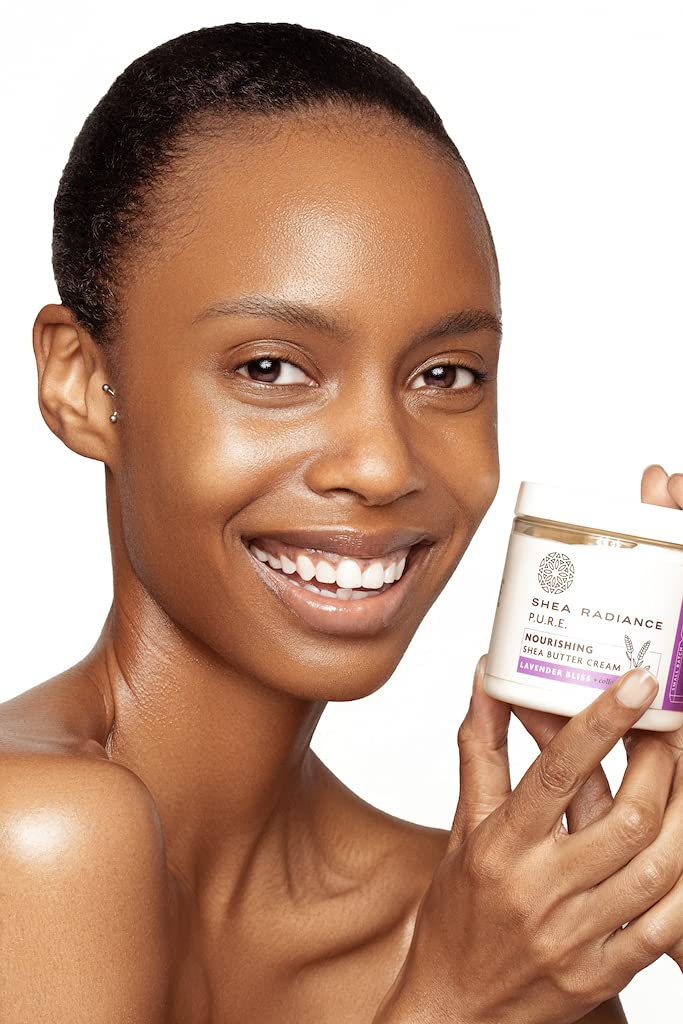 Shea Radiance P.U.R.E. Whipped Shea Butter with Colloidal Oatmeal - Whipped Body Butter Blended with Skin Soothing Oatmeal & Moisturizing Rice Bran Oil | Lavender Bliss (5 oz)